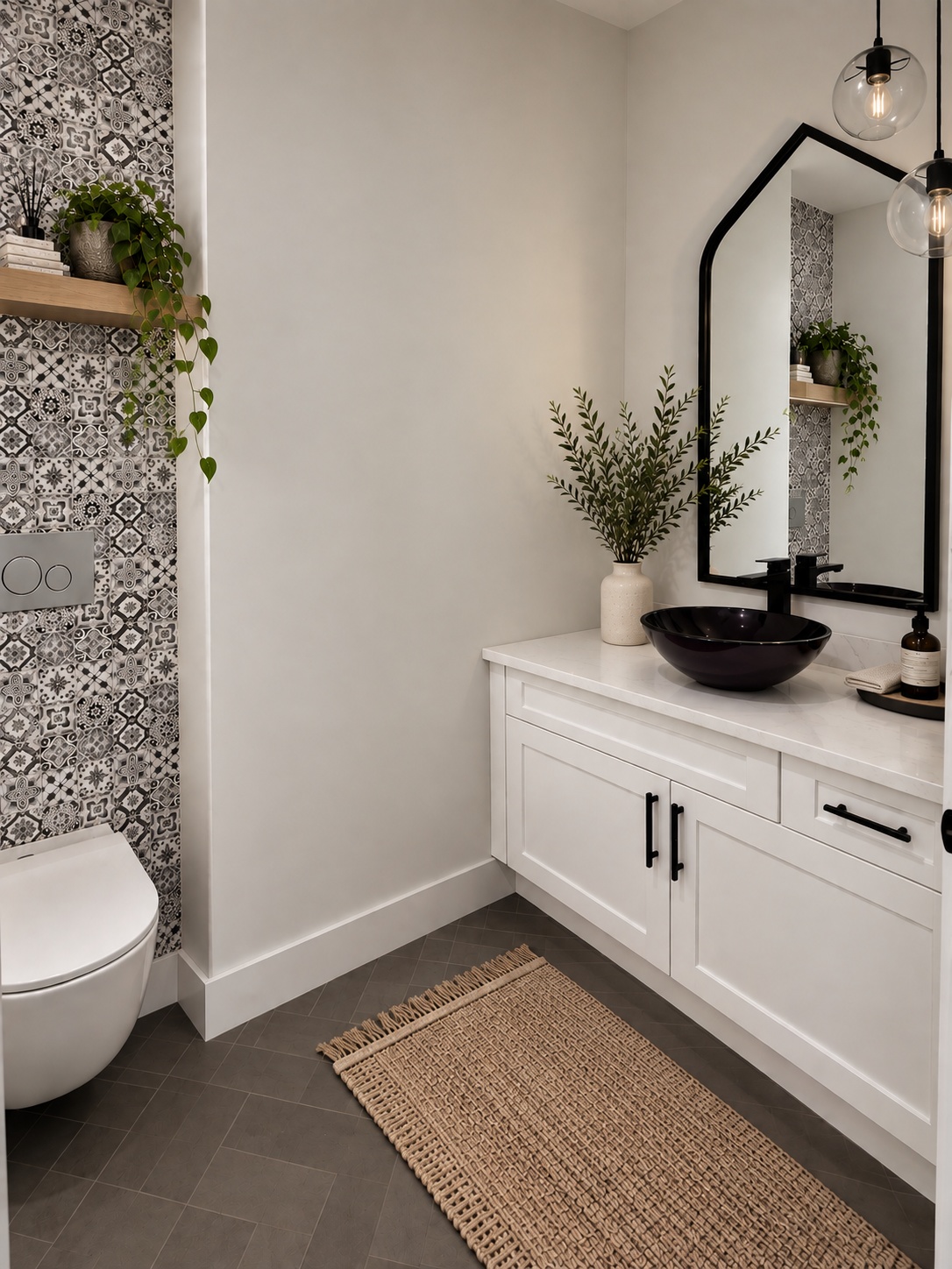 Completed powder room