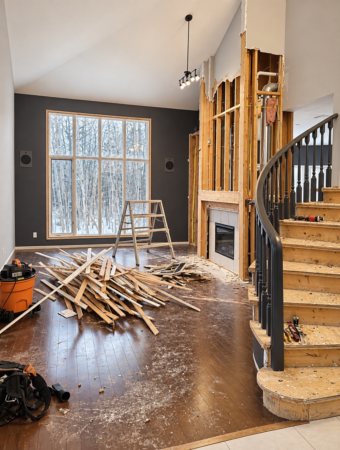 Living room demolition progress