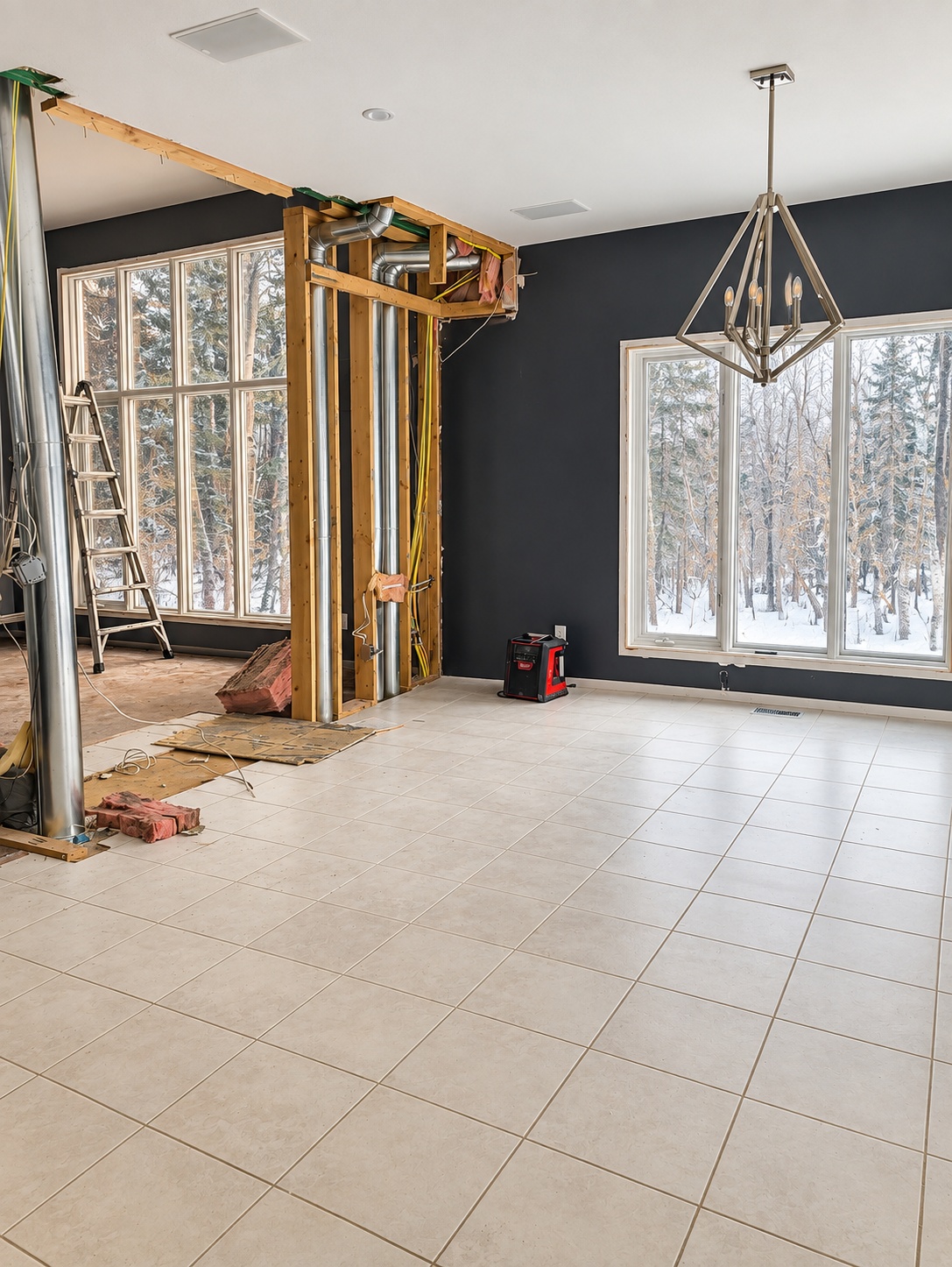 Dining and living renovation progress