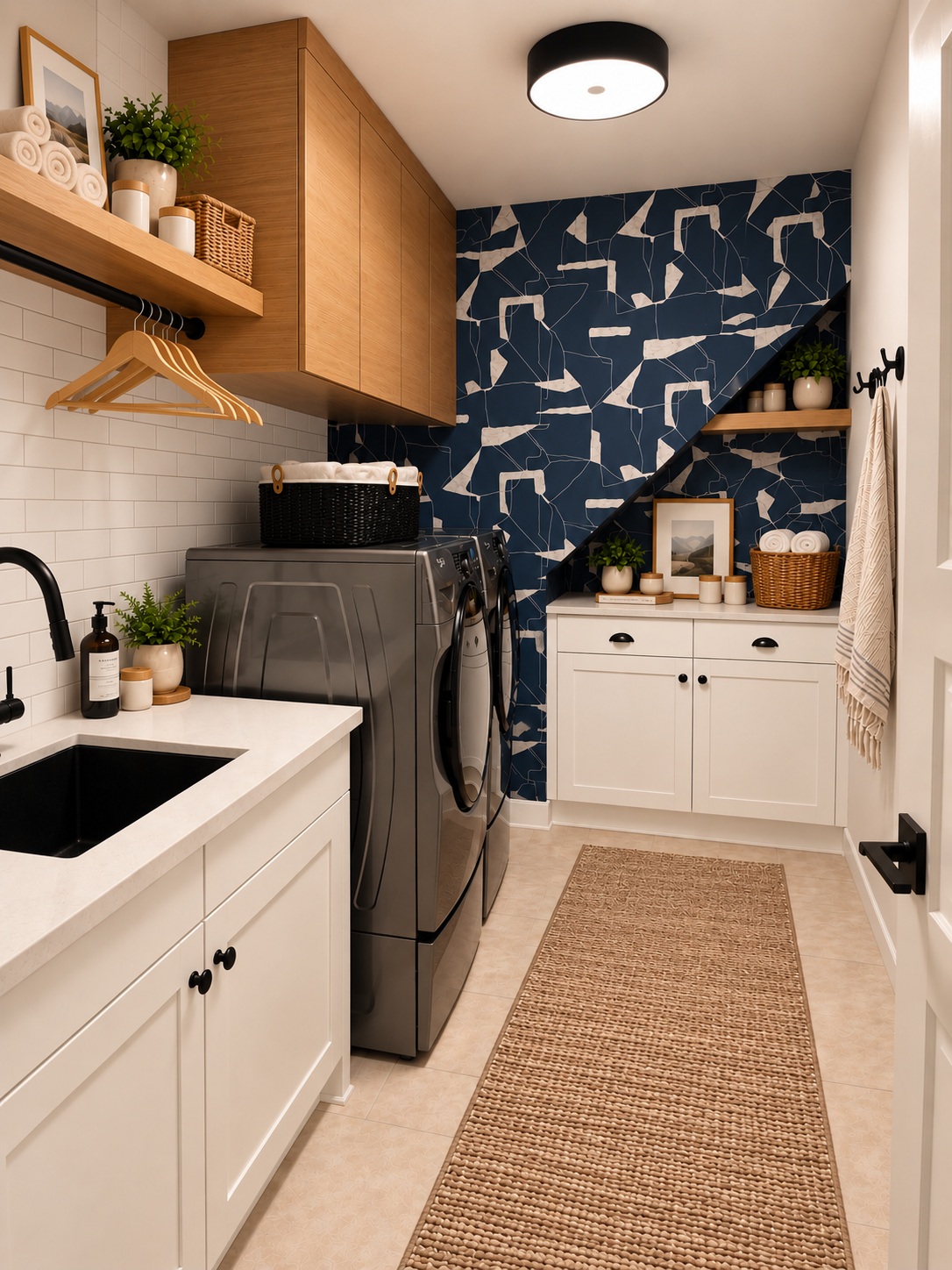 Glenora House I laundry storage and styling