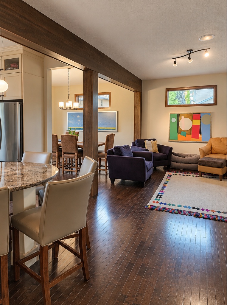 Existing Glenora House I living and dining room