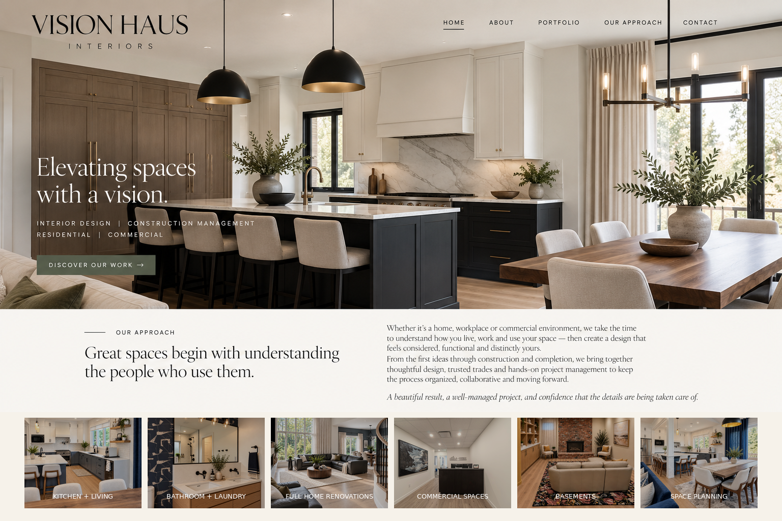 Vision Haus magazine-style interior design homepage