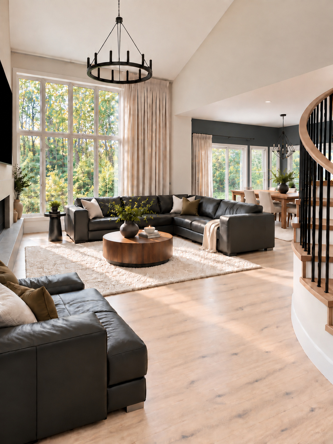 Completed living and dining room