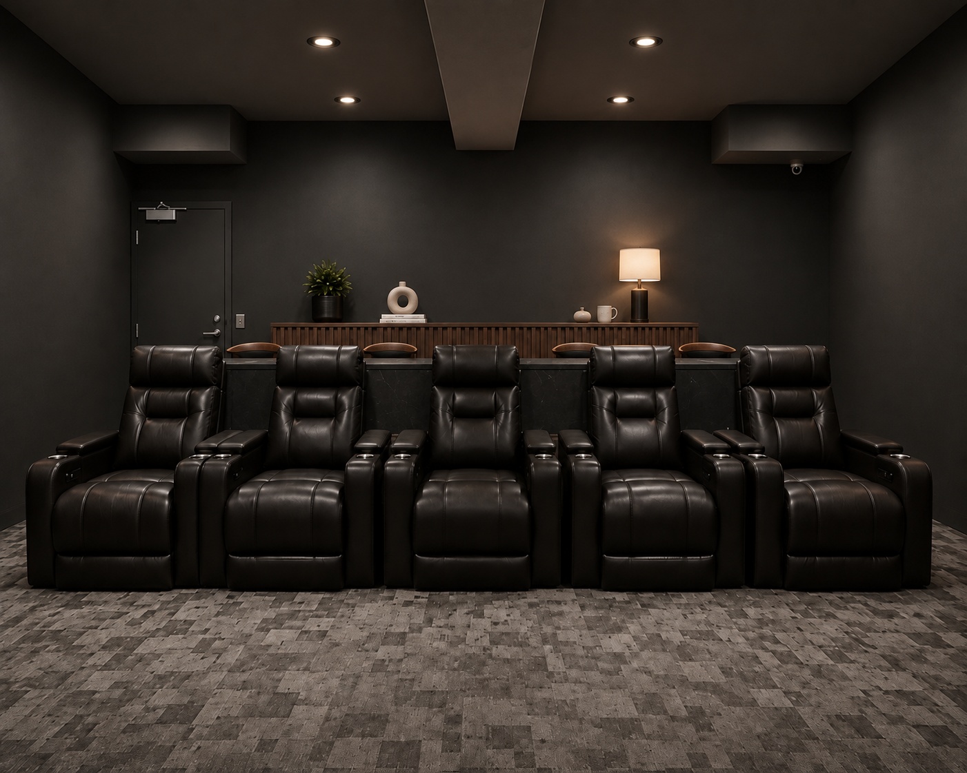 Condo amenity theatre room rear finished design