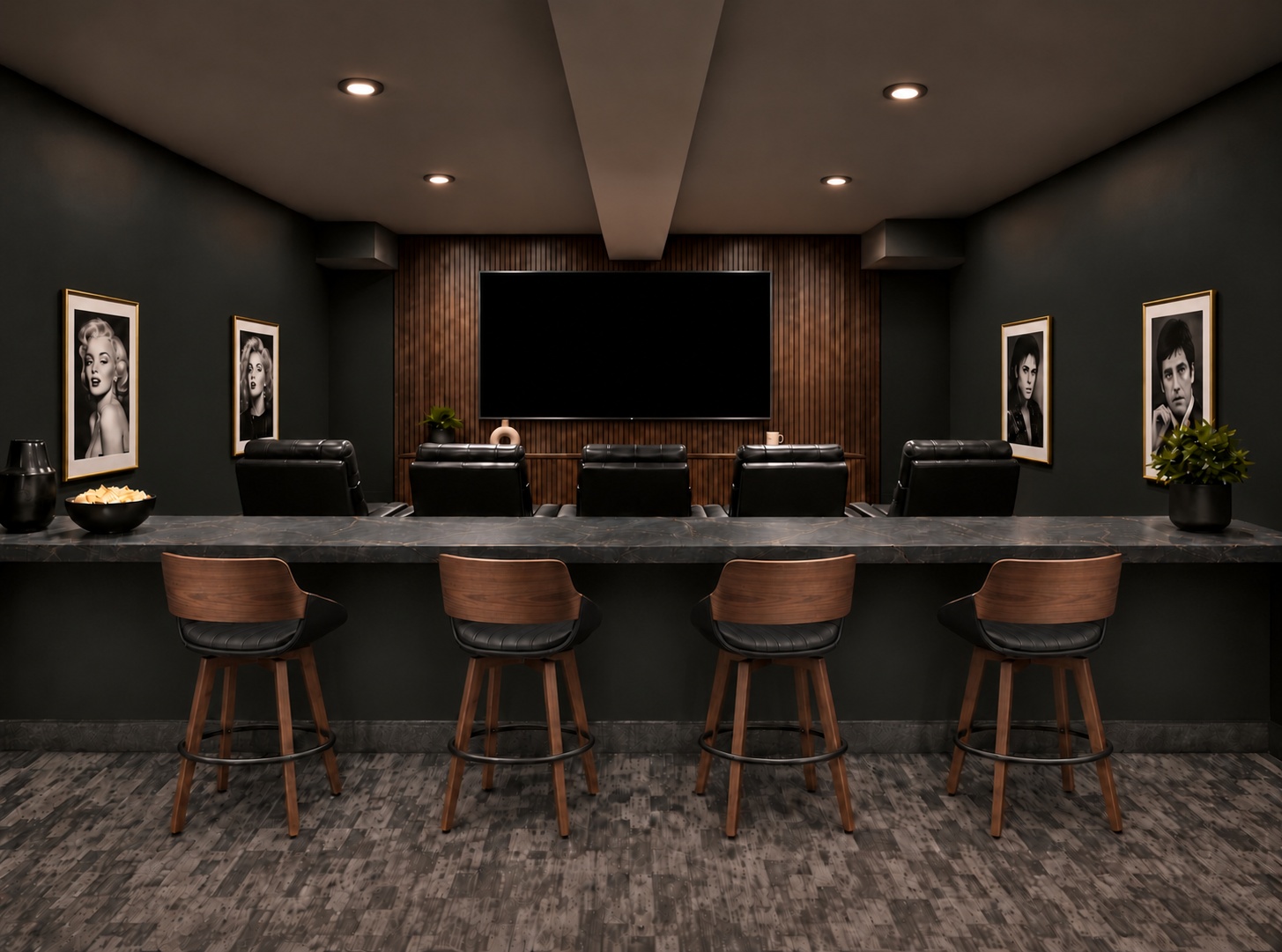 Condo amenity theatre room front finished design